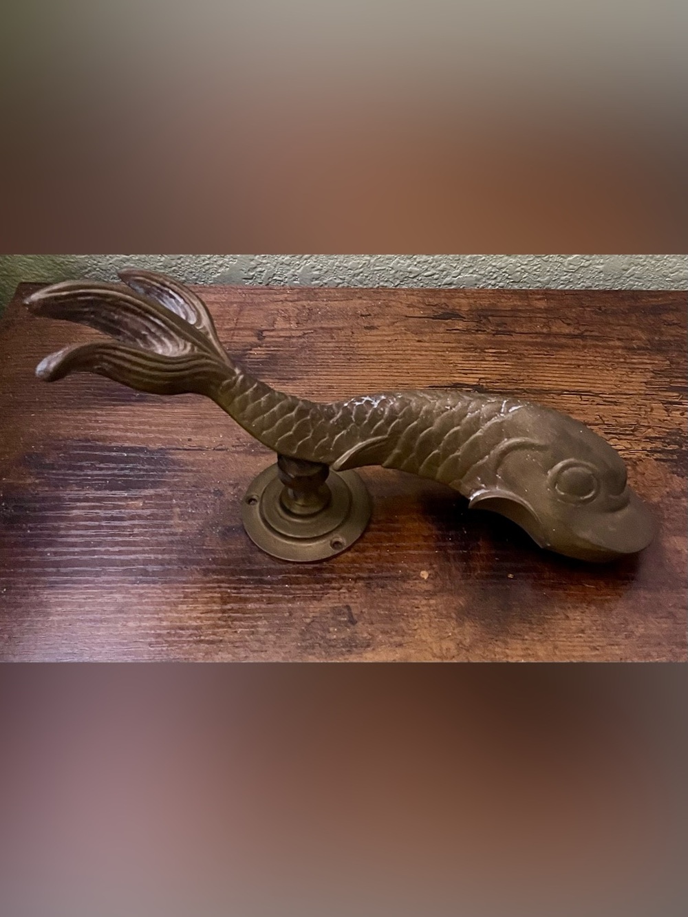 Vintage Brass Bronze Door Knocker Koi Fish